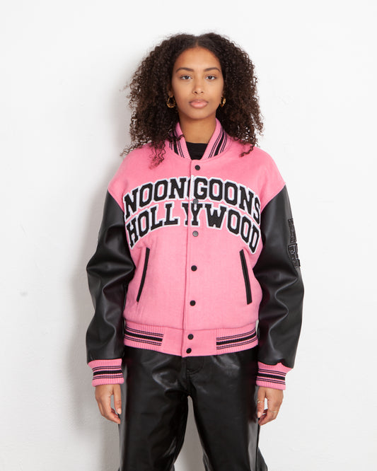 Noon Goons Hollywood High Varsity Jacket Pink/Black