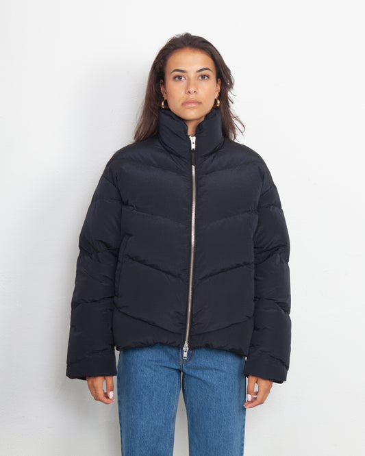 Maha - Wood Wood Gemma Tech Stripe Down Jacket Black