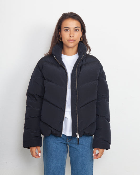 Maha - Wood Wood Gemma Tech Stripe Down Jacket Black